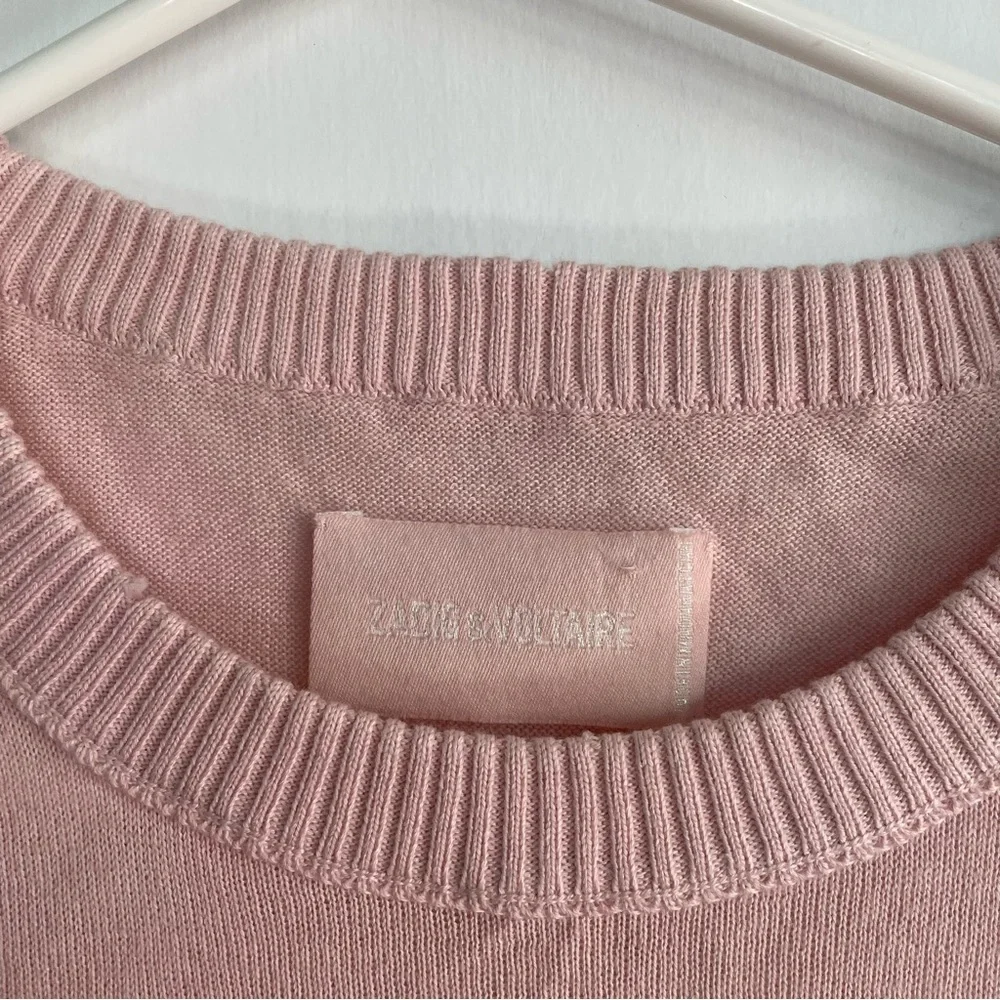 NWT Zadig and Voltaire Miss Amour Gradient Strass Sweater Pink Long Sleeve XS
